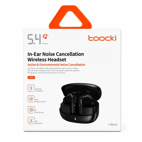 Toocki TQ-EJ21 Wireless Earbuds with Active Noise Cancellation – Bluetooth 5.4, IPX4 Waterproof (Black)